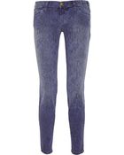 Current/Elliott The Ankle Skinny Low-rise Printed Jeans - Lyst