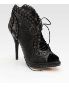 Dior Lace-up Peep Toe Ankle Boots - Lyst