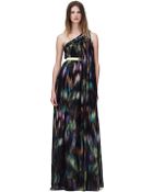 Matthew Williamson Blur Palm Chiffon One Shoulder Gown - Lyst
