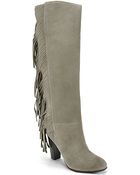 Diane von Furstenberg Penn - Dove Grey Suede Fringe Boot - Lyst