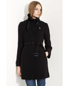 Burberry Brit Belted Wool Blend Coat - Lyst