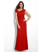 Calvin Klein Asymmetrical Ruched Jersey Gown - Lyst