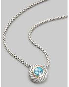 David Yurman Blue Topaz Sterling Silver Necklace - Lyst