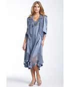 Komarov Beaded Pleated Charmeuse Dress & Jacket - Lyst