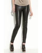 Leith Zip Hem Leather Leggings - Lyst