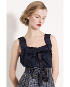 Oscar de la Renta Ruffled Silk Top - Lyst