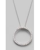 Roberto Coin Diamond & 18k White Gold Circle Necklace/ ¾ - Lyst
