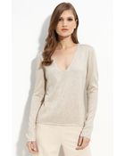 St. John Evening Fine Gauge Metallic Knit Sweater - Lyst