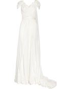 Alberta Ferretti Lace-trimmed Silk-chiffon Gown - Lyst