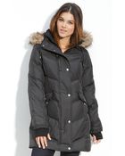 Betsey Johnson Quilted Down Parka with Faux Fur Trim - Lyst
