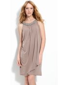 Donna Ricco Chain Neck Matte Jersey Shift Dress (plus) - Lyst