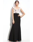 Js Collections Ruffle Trim Satin & Crepe Gown - Lyst
