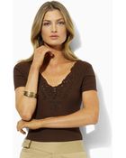 Lauren by Ralph Lauren Karley V-neck T-shirt - Lyst