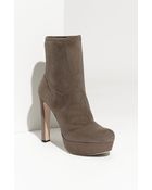Miu Miu Suede Platform Bootie - Lyst