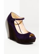 Prada Suede Platform Wedge - Lyst