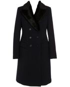 Burberry Prorsum Cashmere-wool Coat with Rabbit Fur Collar - Lyst