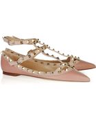 Valentino Studded Leather Ballerina Flats - Lyst