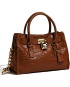 MICHAEL Michael Kors Hamilton Croc Embossed Satchel - Lyst