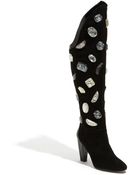 Beverly Feldman Jeweled Suede Over The Knee Boot - Lyst