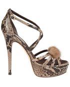 Lila Castellaneta Python Mink and Jewel Detail Pumps - Lyst
