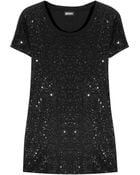 DKNY Sequined Cotton T-shirt - Lyst