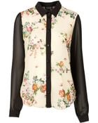 Topshop Contrast Floral Shirt - Lyst