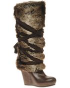 Aldo Aldo Dannis Long Wedge Faux Fur Boots - Lyst