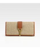 Saint Laurent Ysl Chyc Large Linen Clutch - Lyst