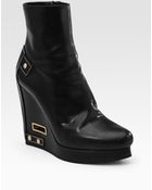 Jil Sander Leather Wedge Ankle Boots - Lyst