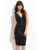 Eliza J Sequin V-neck Sheath Dress - Lyst