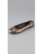Tory Burch Reva Metallic Flats - Lyst