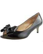 Valentino Bow Peep-toe Low-heel Pump - Lyst