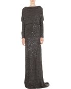 L'Agence Sequined Draped Back Dress - Lyst