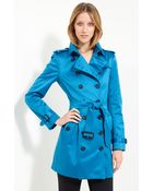 Burberry Double Breasted Belted Satin Trench - Lyst