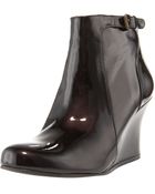 Lanvin Patent Wedge Ankle Boot - Lyst
