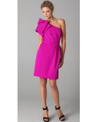 Lela Rose Folded One Shoulder Dress - Lyst