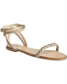 Chloé Bronze Calfskin Braided Strap Flat Sandals - Lyst