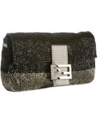 Fendi Black and Silver Beaded Baguette Bag - Lyst