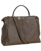 Fendi Grey Calf Leather Peekaboo Satchel - Lyst