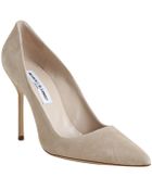 Manolo Blahnik Nude Suede Bb Pointed Toe Pumps - Lyst