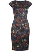Paul Smith Black Label Navy Floral Print Pencil Dress - Lyst