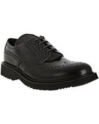 Prada Black Leather Rubber Lug Wing-tip Oxfords - Lyst
