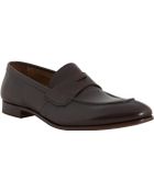 Prada Brown Leather Stitched Penny Loafers - Lyst