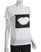 Saint Laurent White Cotton Logo Graphic T-shirt - Lyst