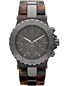 Michael Kors Gunmetal Tortoise Link Watch - Lyst