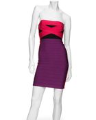 Hervé Léger Colorblock Strapless Bandage Dress - Lyst