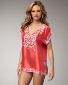 Oscar de la Renta Embroidered Satin Tunic, Orange - Lyst