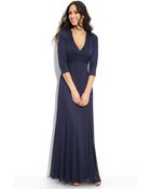 Alex Evenings Crisscross Waist Mesh Gown - Lyst