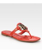 Tory Burch Miller Leather Logo Sandals - Lyst