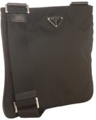 Prada Black Nylon Zip Small Messenger Bag - Lyst